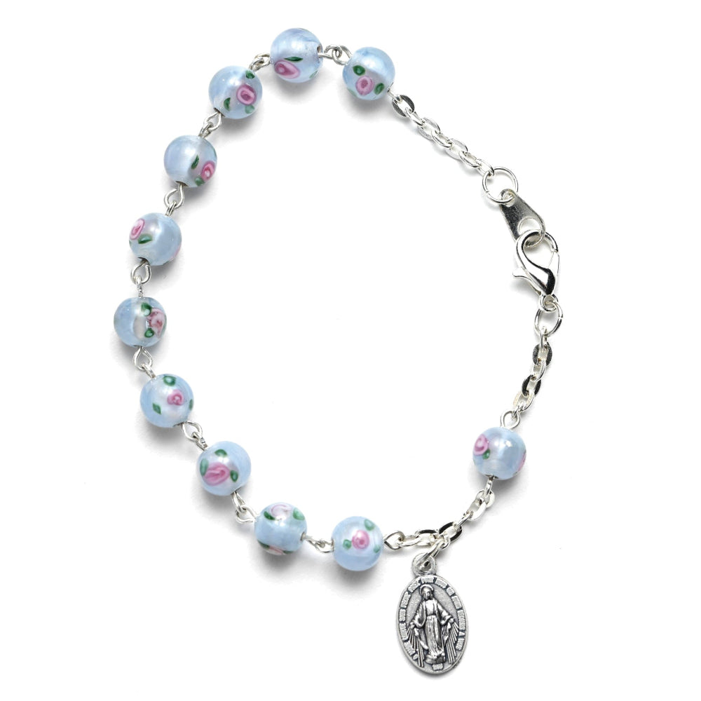 Bracelet verre soufflé sur chaine avec médaille