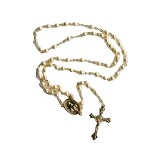 Chapelet crème et doré avec médaille miraculeuse