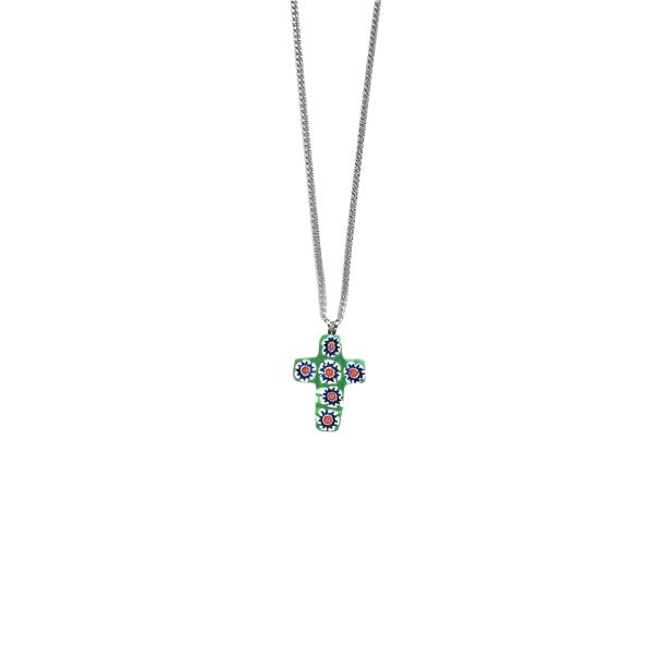 Pendentif Croix Verte Murano