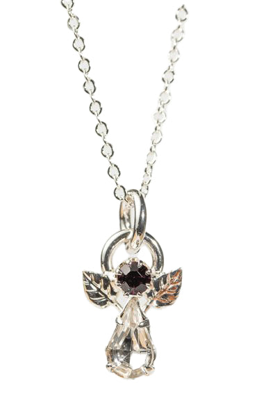 Pendentif Pierre de naissance - ANGE SUR CHAINE - Février