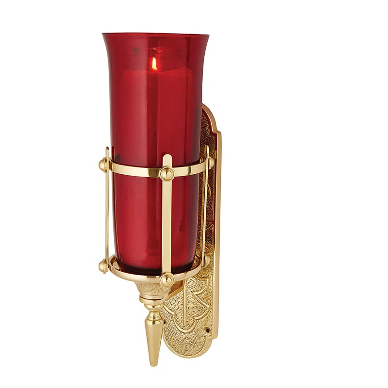 Holyart Lampe De Sanctuaire Laiton Doré à Piles - Veilleuse Rouge Clignotante Pour Autel