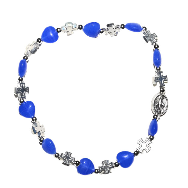 Bracelet Vierge Miraculeuse avec cœur bleu
