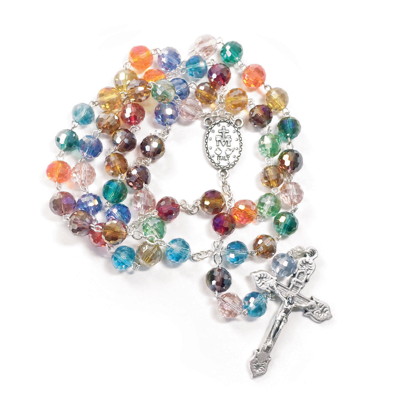Chapelet perles cristal multicolore