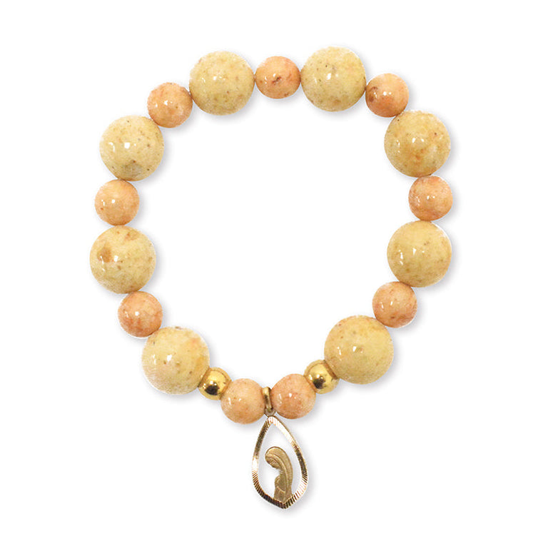 Bracelet avec pierres semi-précieuses beiges