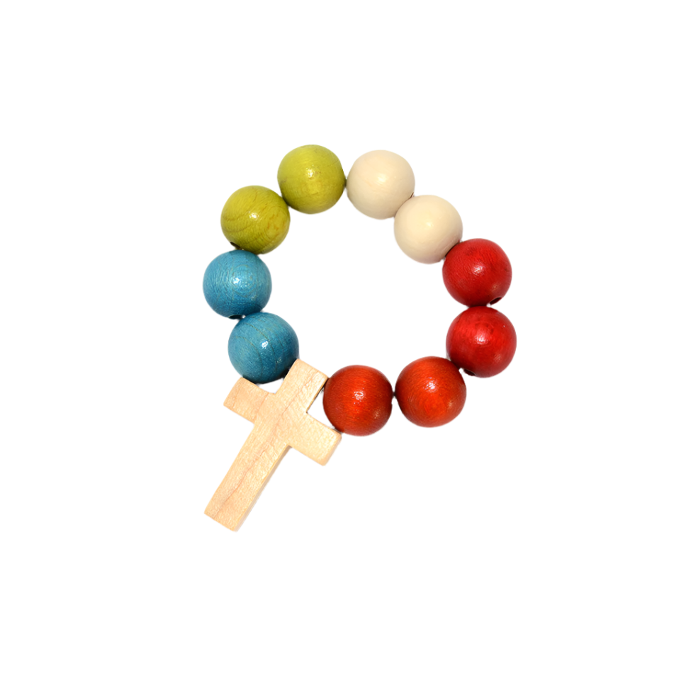 Dizainier en bois multicolor sur élastique