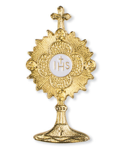 Épinglette ostensoir dorée