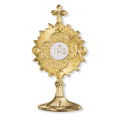 Épinglette ostensoir dorée