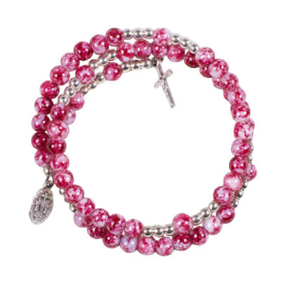 Bracelet chapelet avec perles roses