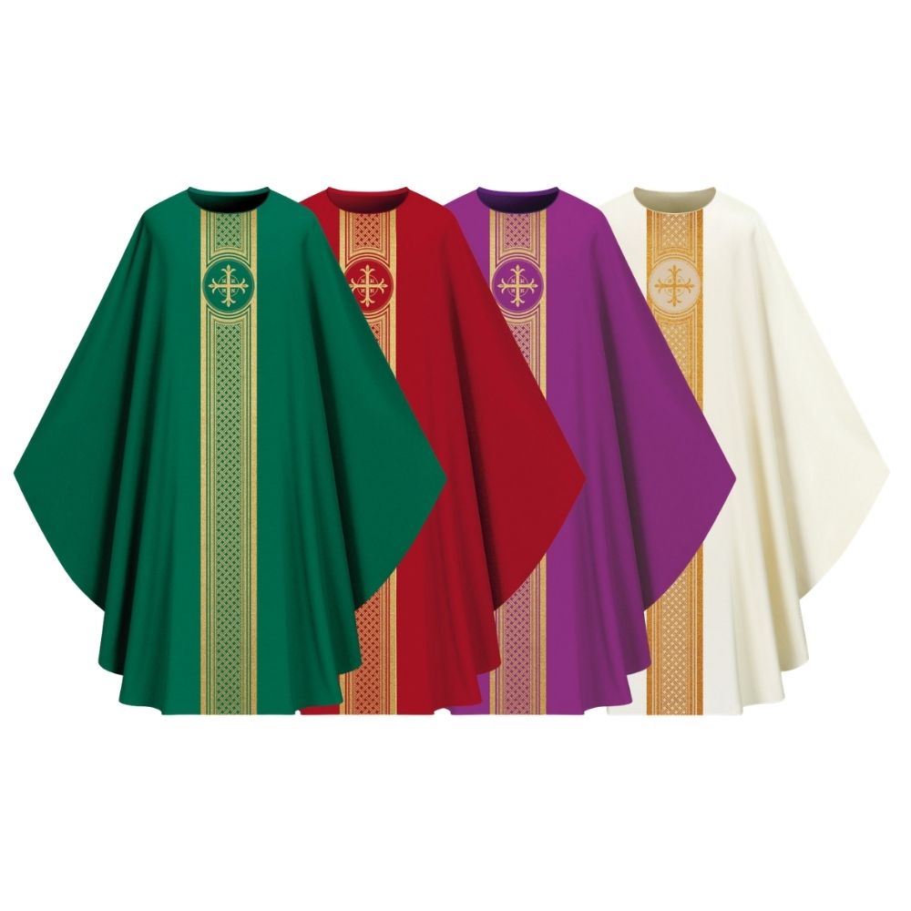 Chasuble avec bande centrale dorée