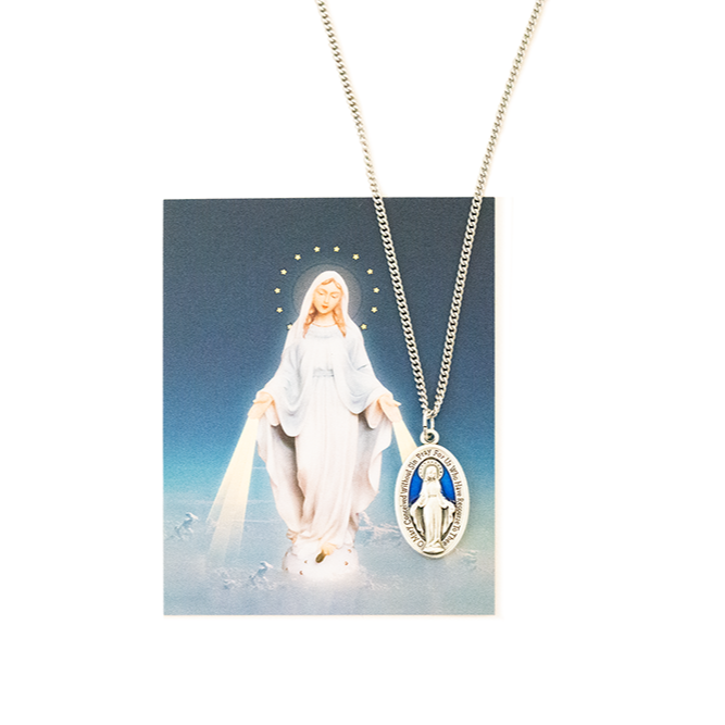 Médaille de la Vierge Miraculeuse avec carte consécration