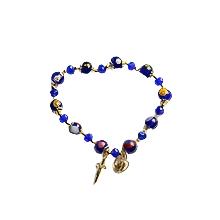 Bracelet Murano bleu-doré élastique