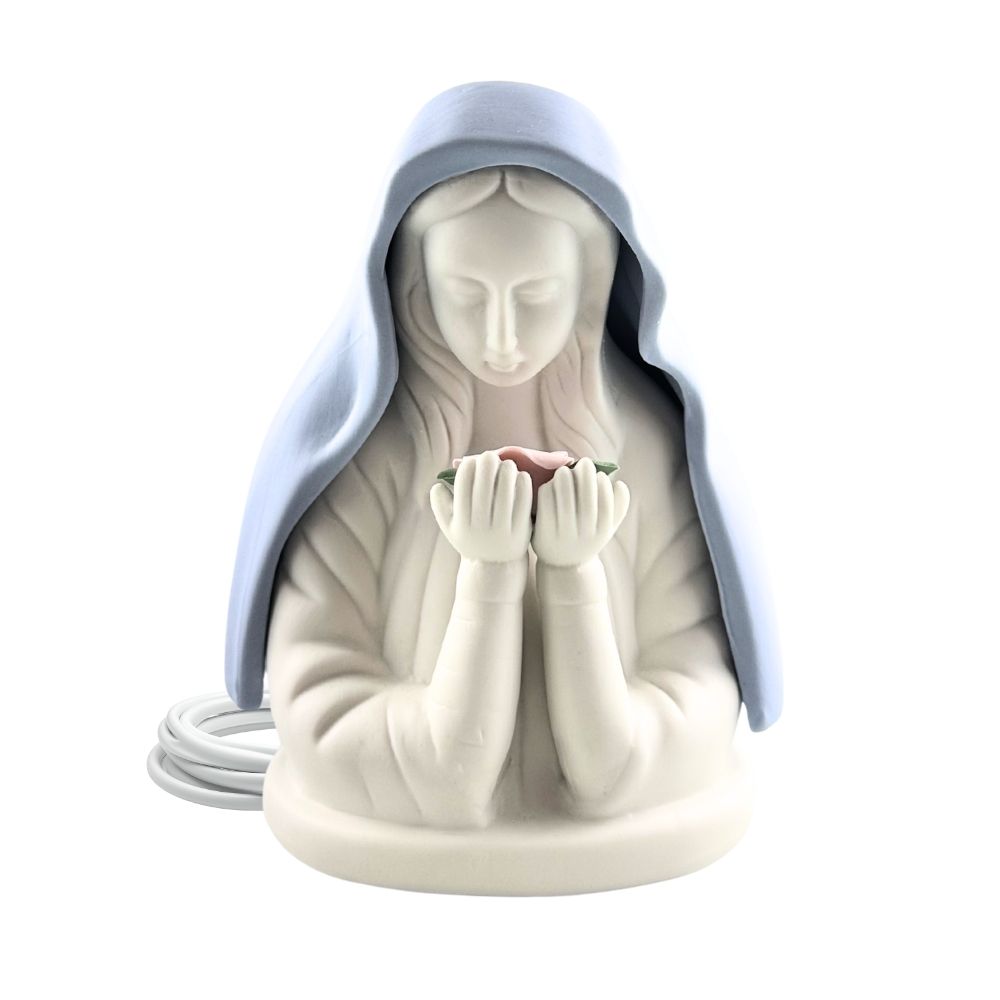 Veilleuse électrique Vierge voile bleu