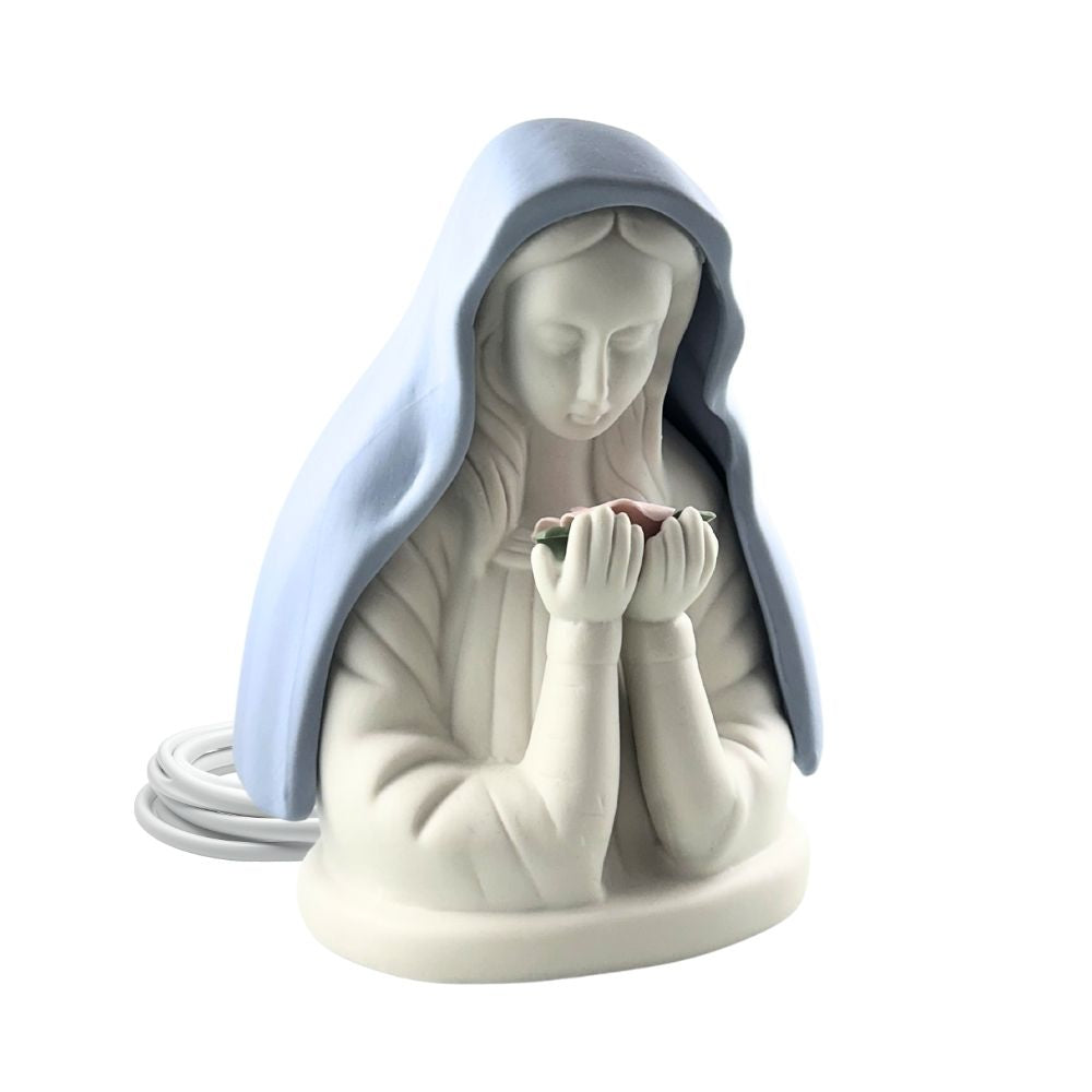 Veilleuse électrique Vierge voile bleu