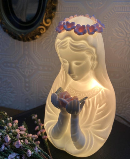 Veilleuse électrique Vierge couronne rose