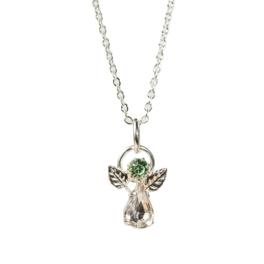 Pendentif Pierre de naissance - Ange sur chaîne -  Aout