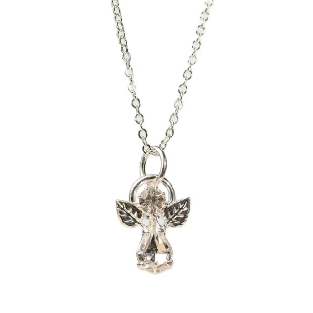 Pendentif Pierre de naissance - Ange sur chaîne - Avril