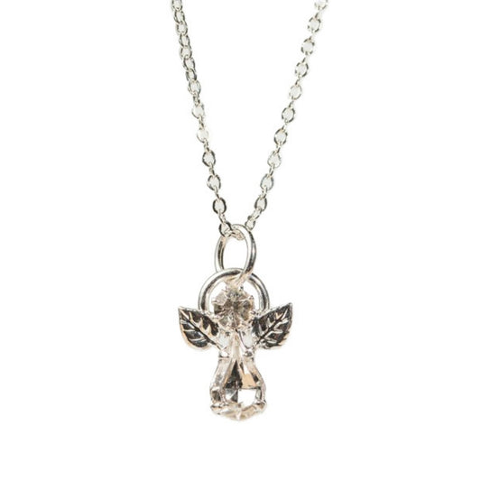 Pendentif Pierre de naissance - Ange sur chaîne - Avril