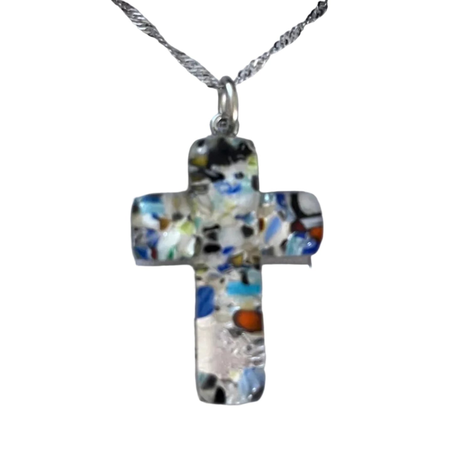 Croix pendentif verre de murano