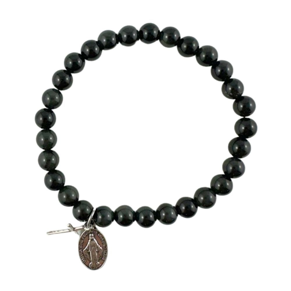 Bracelet pierre obsidienne volcanique noire 6mm