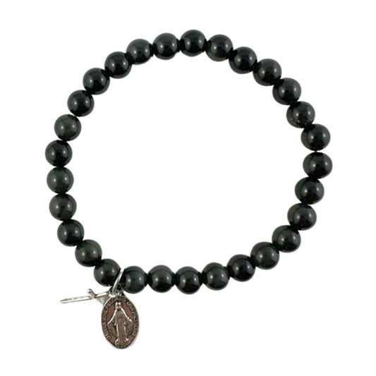 Bracelet pierre obsidienne volcanique noire 6mm