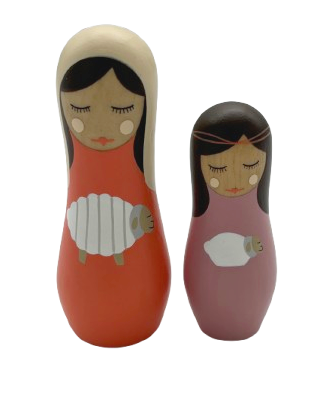 Crèche de bois Howoki bergère et fille