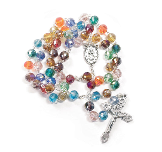 Chapelet perles cristal multicolore