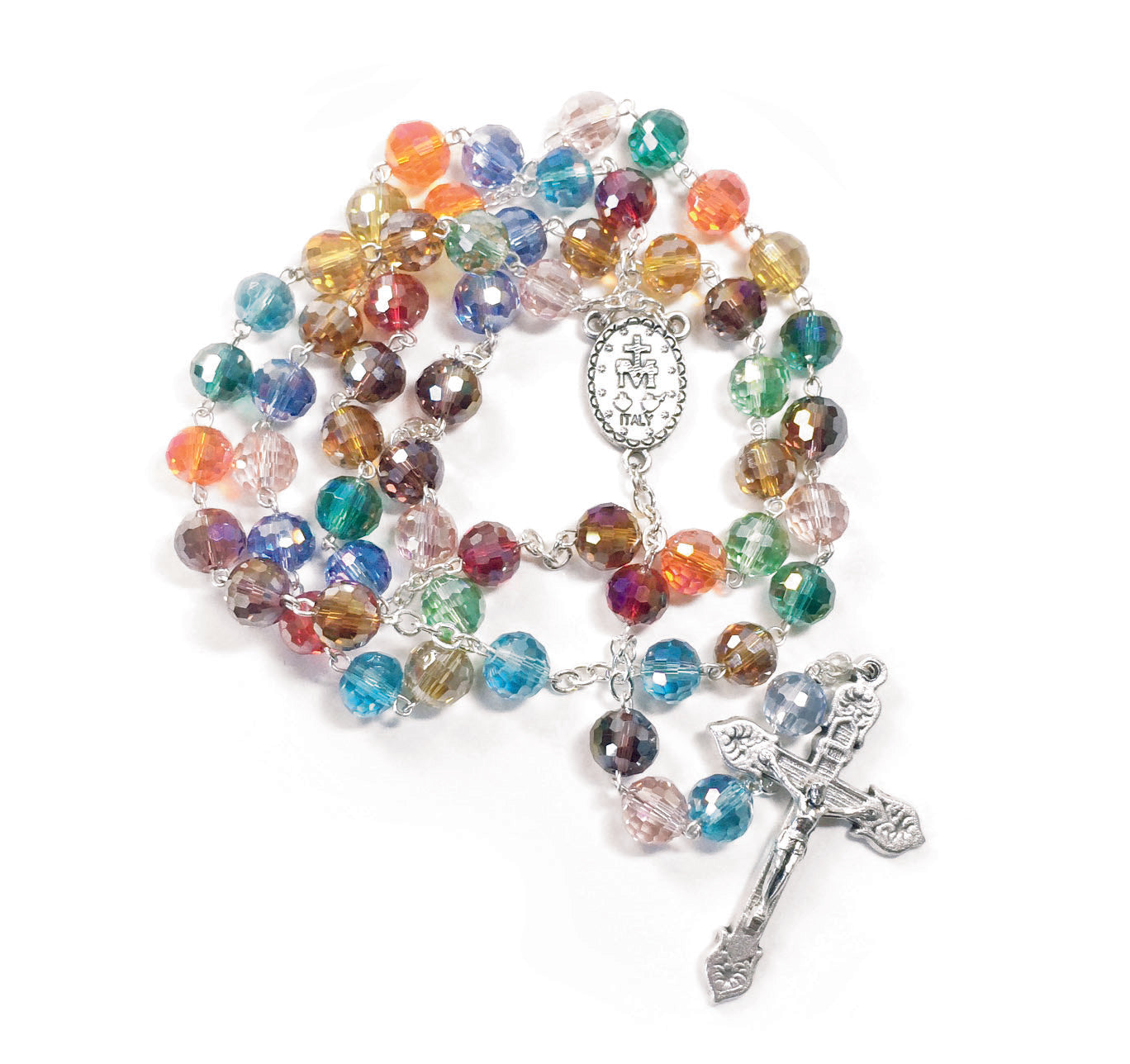 Chapelet perles cristal multicolore