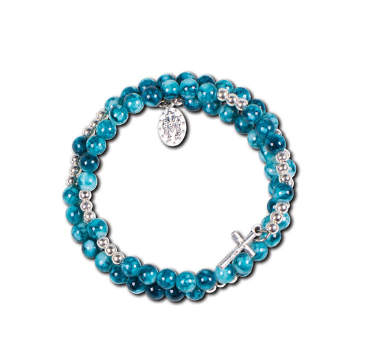 Bracelet chapelet avec perles bleues