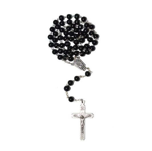 Chapelet de Lourdes avec perles noires