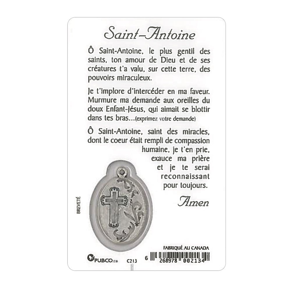 CARTE PRIÈRE ET STATUE LUMINEUSE DE SAINT ANTOINE