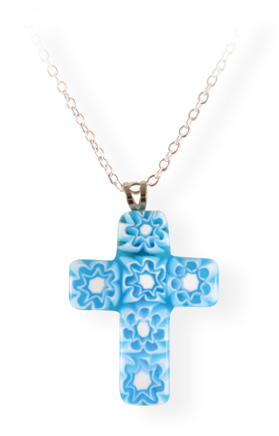 PENDENTIF CROIX MURANO TURQUOISE