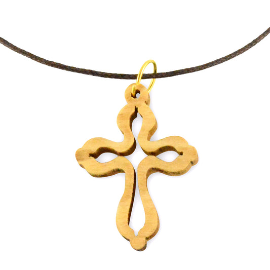 Pendentif avec croix en bois d'olivier