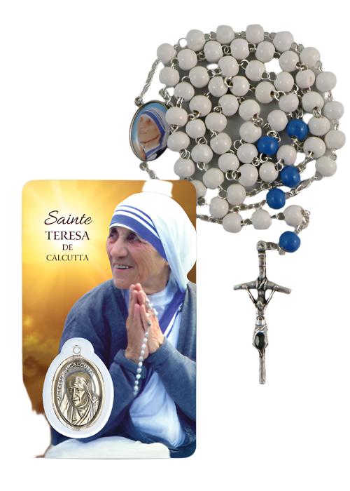 Chapelet et carte prière Mère Teresa