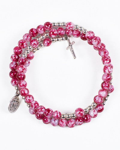 Bracelet chapelet avec perles roses